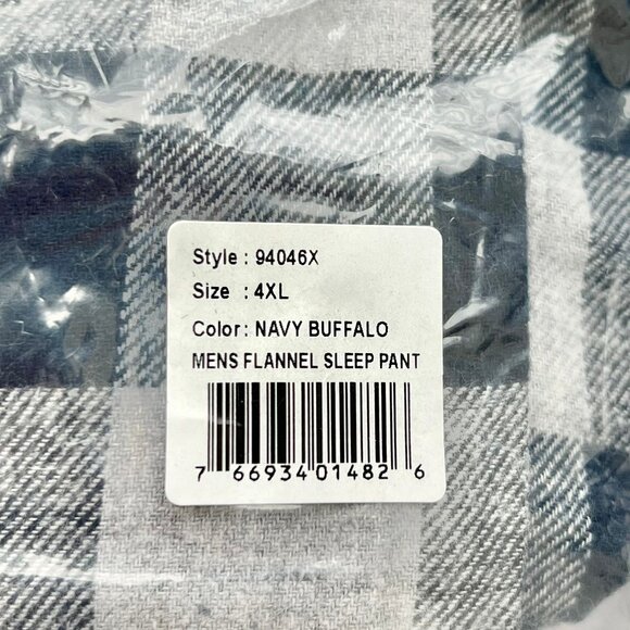 NWT Hane's Men's Unisex Ultimate Flannel Gray/Navy Buffalo Check Sleep Pant 4XL - Picture 6 of 6